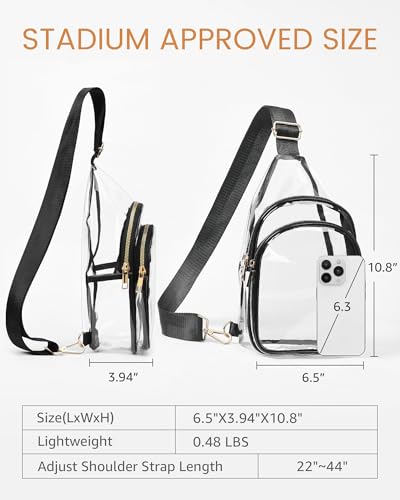 HULISEN Clear Sling Bag for Stadium Events, Clear Purse for Women, Stadium Approved Crossbody Handbag for Concerts Sports Fan