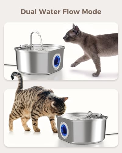 Cat Water Fountain Stainless Steel: 108oz/3.2L Cat Fountain for Drinking- Pet Water Fountain Inside - Automatic Dog Wateri...