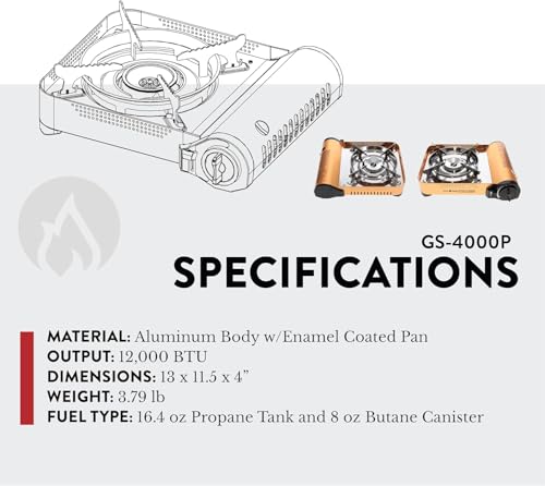 Gas ONE GS-4000P - Camp Stove - Premium Propane or Butane Stove with Convenient Carrying Case - Patented - Great for Camp ...