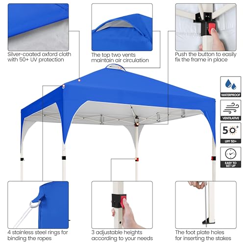 Yaheetech 10x10 Pop Up Canopy Tent with Vent, Easy Set Up Tent, Instant Sun Shelter Canopy with Wheeled Bag, 4 Sandbags, 1...