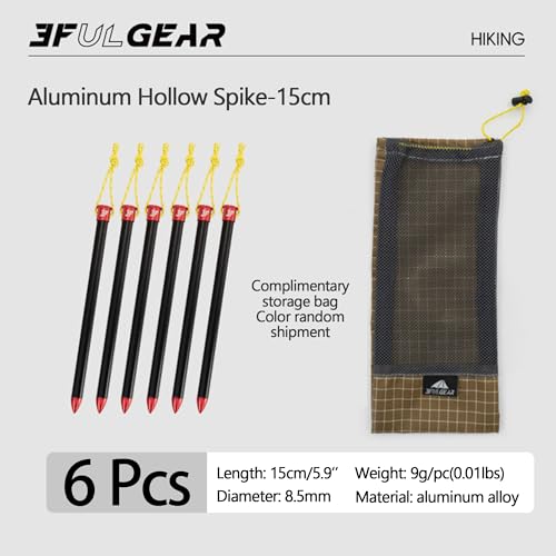 3F UL Gear 6/10PCS Lightweight Camping Tent Stakes, 5.9/7.8'' Hollow Aluminum Alloy Tent Pegs Ground Stakes, Essential Cam...