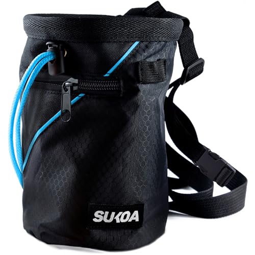 Chalk Bag for Rock Climbing - Rock Climbing Gifts Gear Accessories - Quick-Clip Belt, Large Zippered Pockets & Brush Holde...