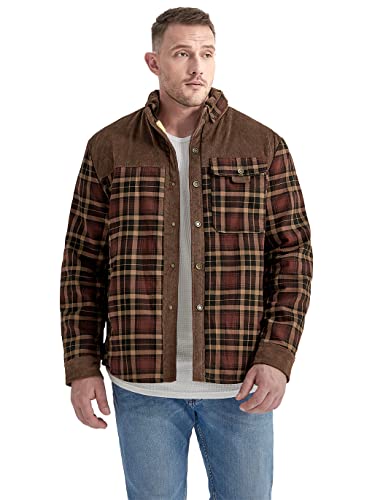 Haellun Men's Long Sleeve Sherpa Lined Shirt Jacket Flannel Plaid Fleece Coats
