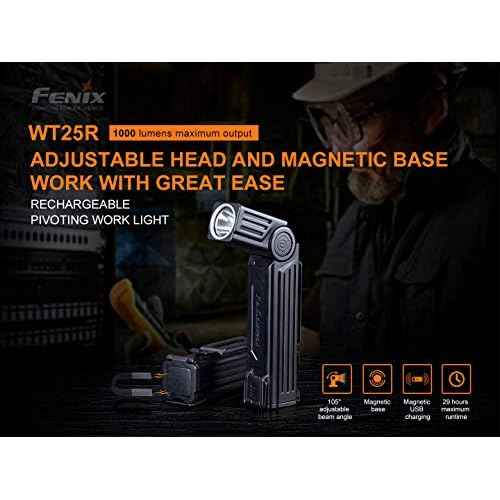 Fenix WT25R 1000 Lumen Rechargeable Handheld Worklight Magnetic Pivoting Flashlight with Organizer