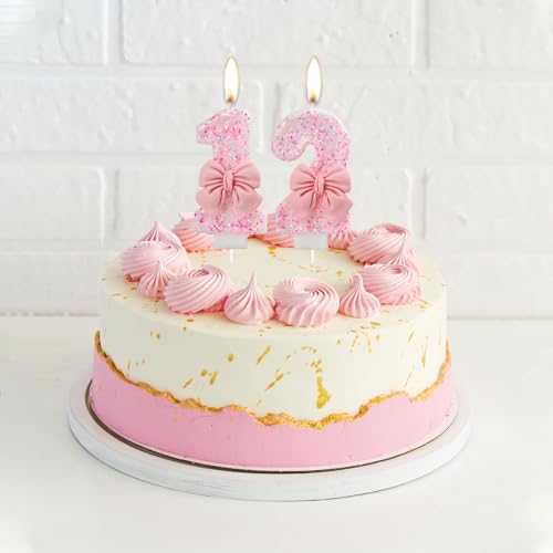 IQMLQV Pink 10 Candle,10 Bow Candles,10 Candles for Birthday Cakes,Pink Bow Birthday Candle 10 Decoration for Party Supplies