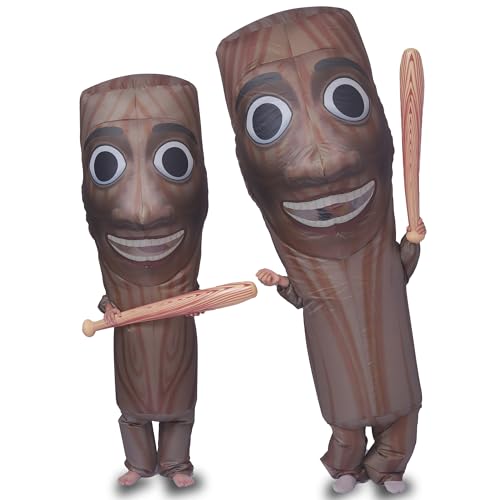 Ghorkivex Inflatable Tung Costume Halloween Funny italian Wooden Stick Man costume sahur Inflatable costume with Stick