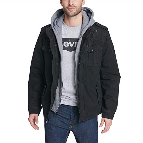 Levi's Men's Washed Cotton Hooded Military Jacket (Regular & Big & Tall Sizes)