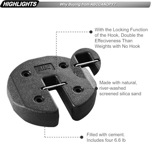 ABCCANOPY Easy Canopy Weights with Lock Design for Wind Resistance, No Sliding, Stably Secure Tents, Canopies, and Umbrell...