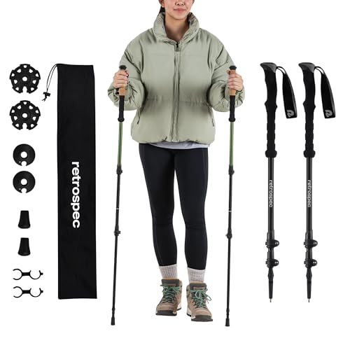 Retrospec Solstice Hiking Poles for Men & Women - Adjustable and Collapsible Lightweight Walking & Trekking Sticks - Alumi...
