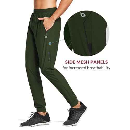 baleaf Men's Joggers Pants Athletic Workout Track Running Gym Lightweight Quick Dry Tapered Jogger Zipper Pockets