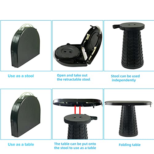 maliven Portable Folding Table and Stool 2 in 1, Lightweight Collapsible Table for Camping Picnic Beach, Small Foldable Ta...