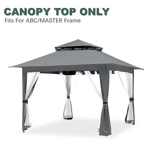 Grey Gazebo Replacement Cover Compatible with ABC 13x13 Pop Up Gazebo Frame,This Particular Replacement Cover Will Not Fit...
