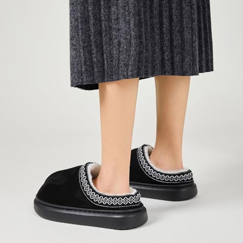 Women's Slippers Indoor Outdoor Home Comfy Non-Slip Winter Slip On Warm Memory Foam Shoes