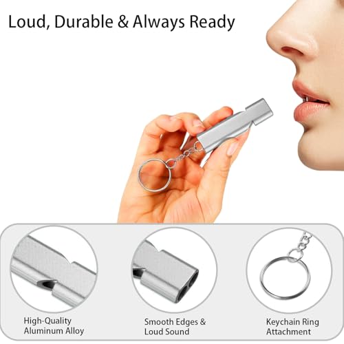 Premium Extra Loud Whistles for Camping Hiking Hunting Outdoors Sports and Emergency Situations, Sturdy but Light Aluminiu...