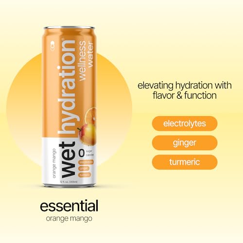 Wet Hydration - Functional Hydration Beverage - Flavored Water, Sugar-Free, Gluten-Free, No Artificial Ingredients (Orange...