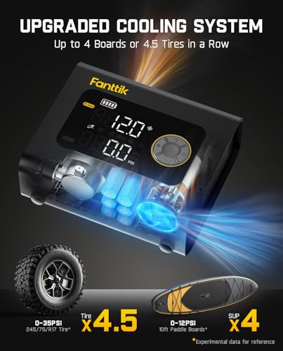 Fanttik X9 Cross 4X Portable Tire Inflator, Paddle Board Pump | Max 75PSI with Auto-Off, Deflation | Air Pump with Light a...