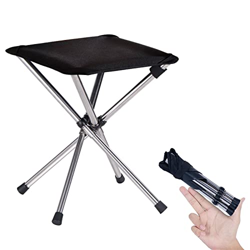 KOKSRY Portable Stool, 13.8 Inch High & 1.32 lbs Small Folding Chair, Telescopic Compact Foldable Stool with Carry Bag for...