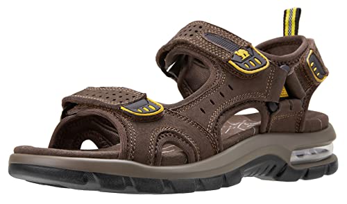 CAMEL CROWN Men's Leather Sandals Hiking Outdoor Water Beach Sports Mens Sandals for Summer with Open Toe Adjustable Straps