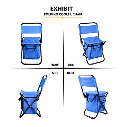 LEADALLWAY Fishing Chair with Cooler Bag Compact Fishing Stool Foldable Camping Chair