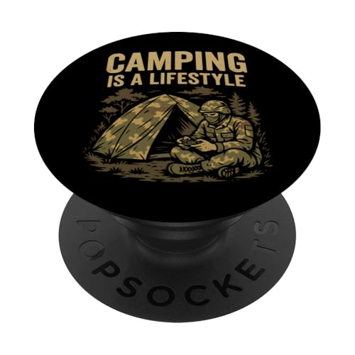 Camping Lifestyle Funny Outdoors Survival Gamer Humor Gaming PopSockets Adhesive PopGrip
