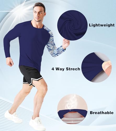 Mens Rash Guard Long Sleeve UPF 50+ Quick Dry Sun Shirt UV Protection SPF Water Shirt Fishing Swimming HH24024