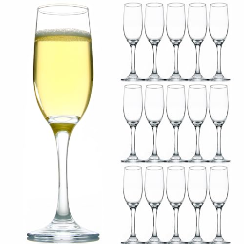 CZUMJJ Elegant Champagne Glasses Set of 16, Long Stem Glass Champagne Flutes for Mimosa, Sparking Wine, Wedding, Party - 6...