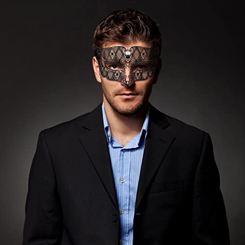 Thmyo Couples Venetian Laser Cut Masquerade Mask,Halloween Mardi Gras Party Mask (Black & black)