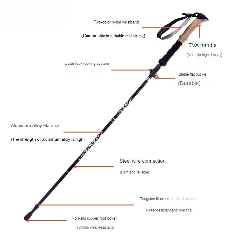 Hiking Pole,Walking Sticks for Hiking,Sticks Collapsible for Men,Adjustable Poles, Trekking Poles with Quick Flip Lock, Li...