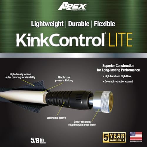 Kink Control Lite, Doesn’t Expand or Burst, Extremely Light Weight, Garden Hose, Water Hose with Superior UV Resistance, E...