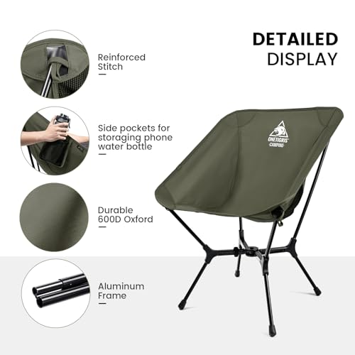 ONETIGRIS OasisFlex Camping Chair,Portable Chair with Carry Bag,Great for Camping,Beach,Picnic,Park,Lawn,Sports and Outdoo...