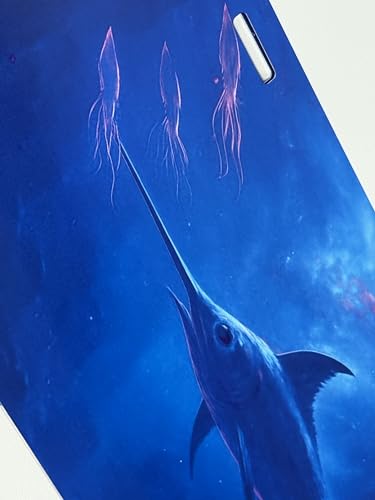 Ink Trendz Underwater Adventure Swordfish Fishing Art Vanity Plate, Man Cave Art, 6 x 12 inches Big game Fishing Neon Plates