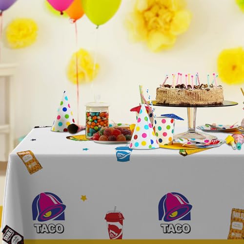 GZBJMYGS Cartoon Taco Tablecloths Burrito Beverage Mexican Taco Quesadilla Print Table Cover Supplies for Baby Shower Birt...