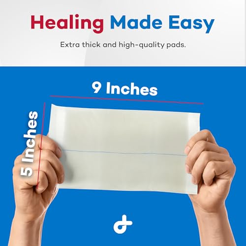 Dealmed Abdominal Combine Pads 5"x9" (20-Pack) Sterile Individually Wrapped, ABD Pads, Absorbent, Non Adherent for Wound C...