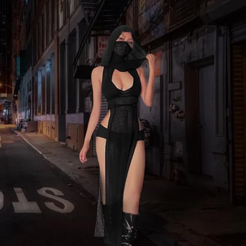 LINNSUJH Gothic Rave Outfits Dresses for Women Festival Long Dresses Sexy Goth Clothes Rave Wear