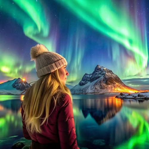 10x8ft Northern Lights Backdrop, Aurora Snow Mountain and Lake Background for Children & Adults Party Decorations Vacation...