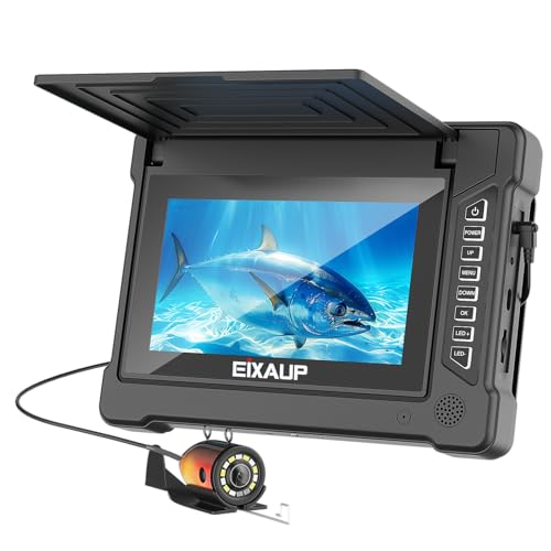 EIXAUP Underwater Fishing Camera, 7 inch HD IPS Monitor 1200TVL IP68 Wateproof Camera with 6 Pcs LED Lights + 6 Pcs IR Inf...