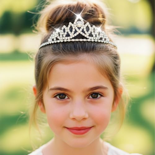 Kilshye Rhinestone Tiara Headband Silver Crystal Princess Tiaras Birthday Crown Headdress for Girls