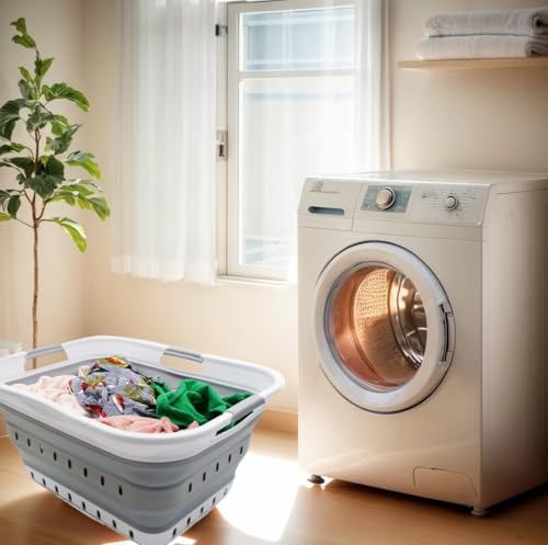 SAMMART 42L (11 gallon) Collapsible Plastic Laundry Basket - Foldable Pop Up Storage Container/Organizer - Space Saving Ha...
