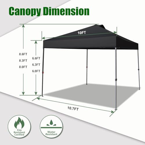 Eurmax USA NOMATTER ONE-Person Open&Close 10x10ft Pop Up Canopy Tent，Portable Shelter Canopy for Outdoor Events，Instant Ca...