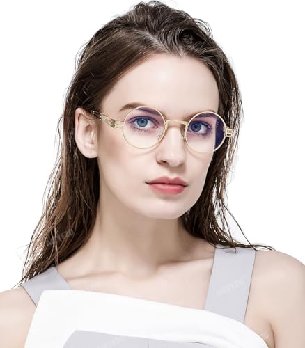 AIEYEZO Round Steampunk Sunglasses for Men Women Retro Circle Hippie Glasses Metal Frame 100% UV Blocking Lens