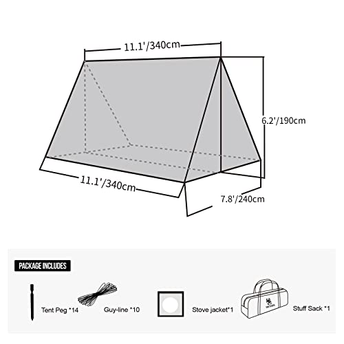 OneTigris ROCDOMUS Hot Tent with Stove Jack, 3000mm Waterproof, Versatile Lightweight Hammock Tent for Camping, Hiking, Ba...
