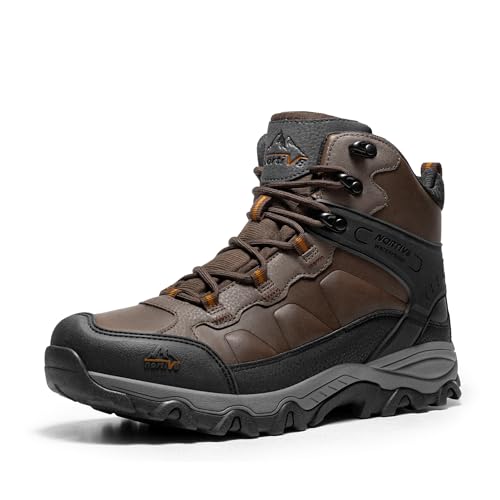 NORTIV 8 Men's Waterproof Hiking Boots Outdoor Trekking Lightweight Mountaineering Leather Shoes