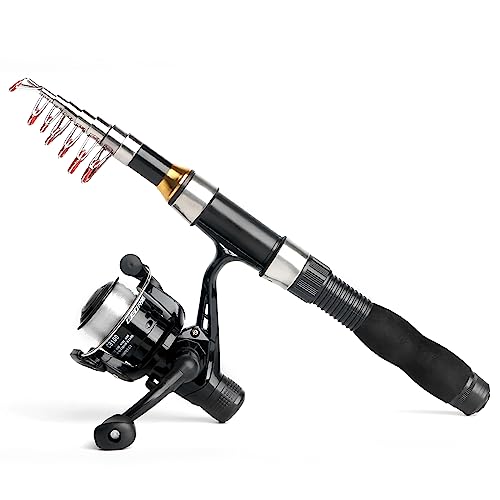 Telescopic Fishing Pole Reel Combo Ultralight Fishing Rod Spinning Reel with Tackle Bag All-in-One Fishing Accessories Fis...