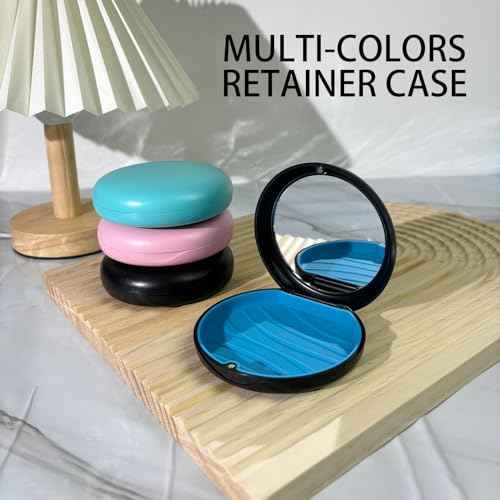 2 Pack Aligner Case with Mirror,Convenient Retainer Case for Invisalign Aligners, Night Guards, and Mouth Guards (1PC Black Cyan+1PC Black Purple)