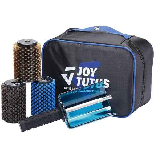 JOYTUTUS Ski Roto Brush Kit with Quick-Change Axle - 100mm Wide 3-Pack Professional Brushes (Brass, Horse Hair, Nylon) for Ski & Snowboard Waxing