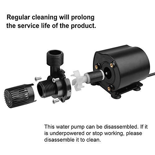 MOUNTAIN_ARK DC 12V Submersible Clear Water Pump, Adjustable Power, 210 GPH Aquarium Fountain Pumps