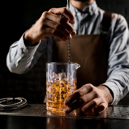 Tequibar Cocktail Mixing Glass, 18.5oz Crystal Mixing Glass, Thick Bottom Bar Stirring for Whiskey Manhattan Martini
