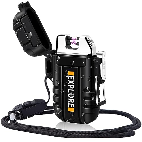 LcFun Electric Lighter Windproof Dual Arc USB Rechargeable Flameless Plasma Lighters Waterproof Matches for Camping Hiking...