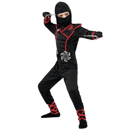 Spooktacular Creations Halloween Ninja Costume, Ninja Outfit Set for Kids, Halloween Costumes for Boys Dress Up Party