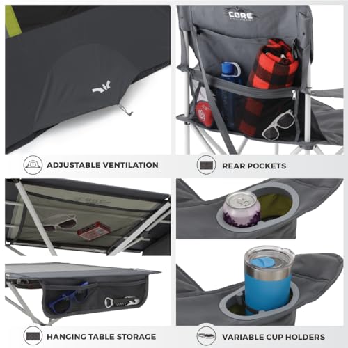 CORE 4 Person Instant Cabin Tent Camping Set | Includes 1 Pop Up Tent with 60 Second Setup, 1 Outdoor Table & 2 Camp Chair...